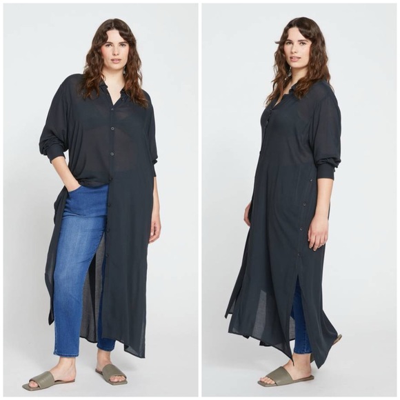 Universal Standard Tops - NWT Universal Standard Nailah Button Down Tunic Black $132 Small 14-16